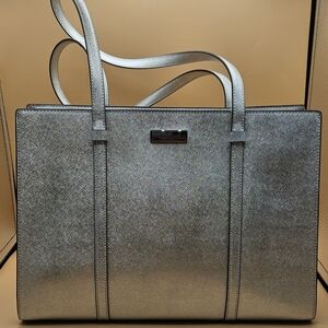 kate spade Metallic Silver Structured Tote